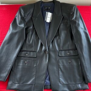 J. Crew Vivienne Blazer in Black Faux Leather Size 12 NWT